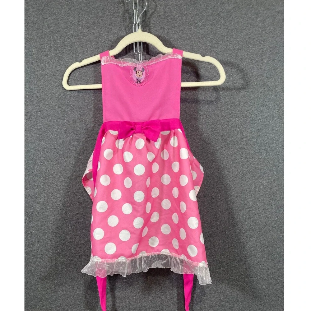 Disney Minnie Mouse Pink Polka Dot Novelty Apron Dress Kids Ruffle Bow 0718
